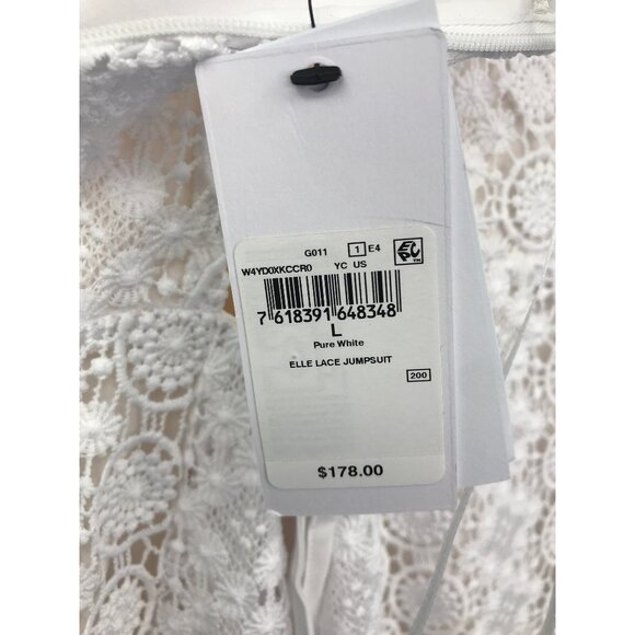 Guess Elle Lace Open Tie Back Jumpsuit White Large NEW - Picture 10 of 11